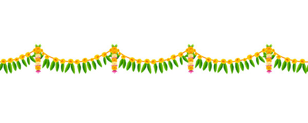 Fototapeta premium Flower garland decoration toran for Happy Diwali Holiday background