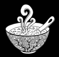 hand drawn doodle of a bowl of soup