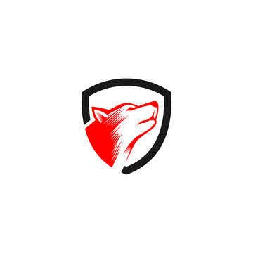 dog shield vector logo