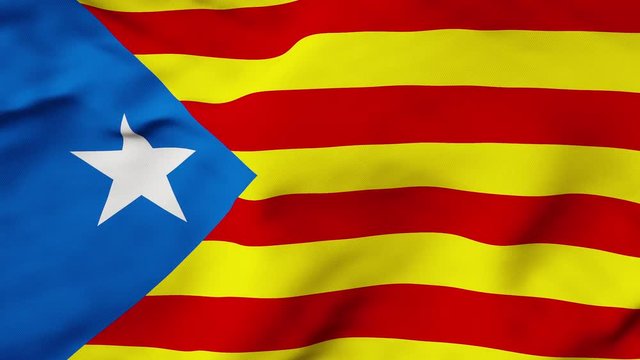 The Catalonia flag waving in the wind. The Blue Estelada Catalan flag flaps in the breeze, filling the whole frame. See portfolio for similar and much more!