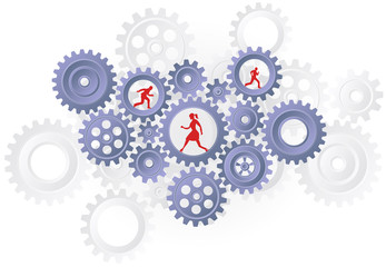 Vector business concept. Silhouettes teamwork. Paper art and craft style