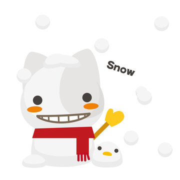 ネコとーく。三毛猫+天気予報 雪