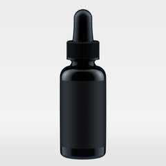 Black bottle for luxury cosmetics. moke up pack. 3d render