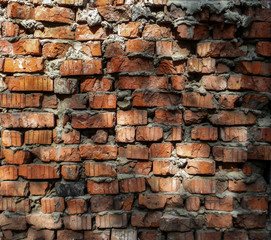 Brick wall. Brick background. Old brick wall. Abstract grunge background