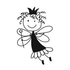 Fototapeta na wymiar Cute little fairy, sketch for your design
