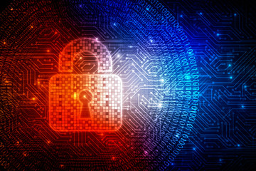 2d illustration Safety concept: Closed Padlock on digital background © jijomathai