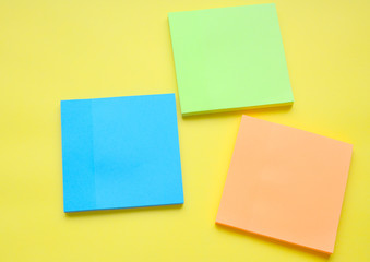  colorful stick note isolated on a yellow background.Flat.Memory