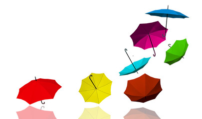 background umbrellas colors green yellow red pink multicolor-3d rendering