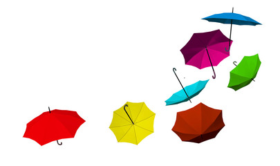 background umbrellas colors green yellow red pink multicolor-3d rendering