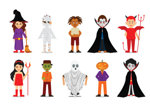 Set of Halloween cartoon characters.