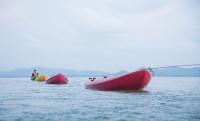 Red kayak on sea of chantaburi Thailand