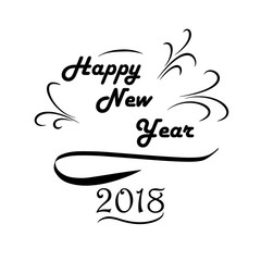Happy New Year hand lettering on white background