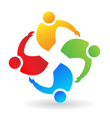 Teamwork people, working with each other to reach their goals, icon vector