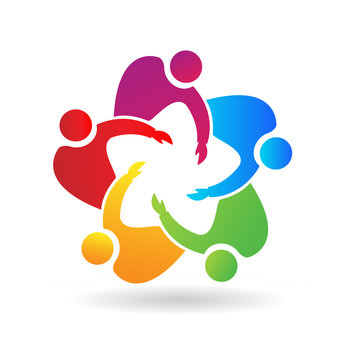Teamwork people, working with each other to reach their goals, icon vector