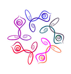 Teamwork people doing yoga and meditating, icon vector