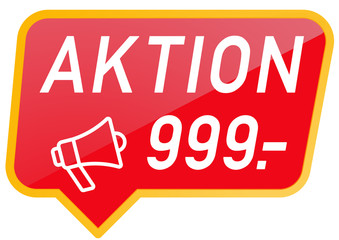 sbn18 SpeechBubbleNew sbn - Verkaufsbanner Sprechblase - Aktiom mit Megafon Symbol - 999,- Euro - Werbeaktion - xxl - g5570