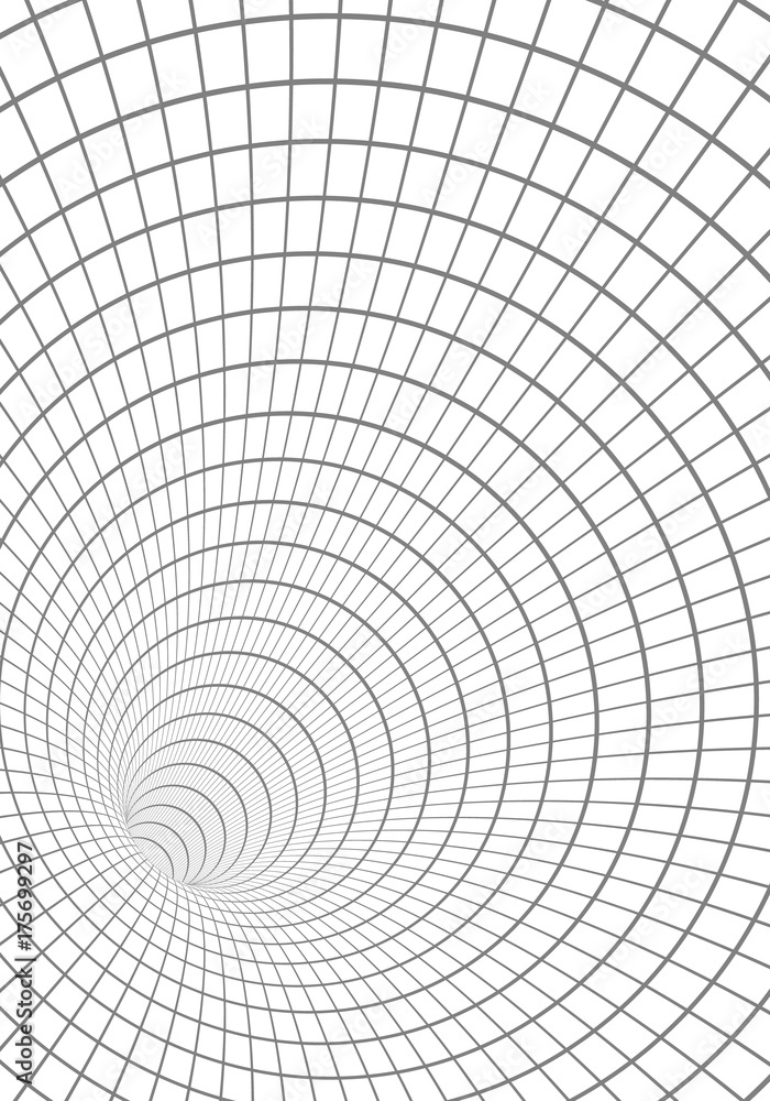 Wall mural Illustration of Vector Wireframe Tunnel Vortex Illusion Technology Background