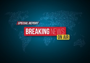 Illustration of Vector Breaking News Banner. Broadcast News Design Template on Glowing Planet Background
