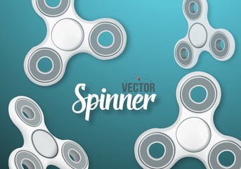 Illustration of Vector Fidget Spinner Banner. 3D Realistic Modern Relaxation Spinning Gadget Banner