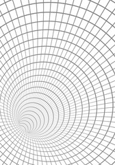 Illustration of Vector Wireframe Tunnel Vortex Illusion Technology Background