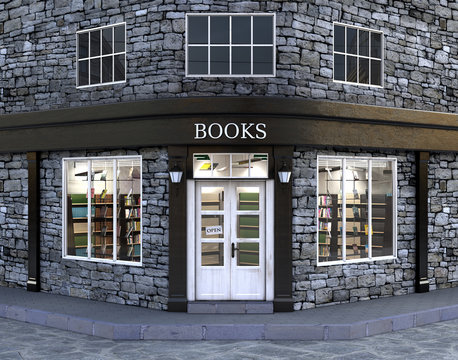 Book store, exterior, 3d illustration