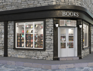 Books store exterior, 3d illustration