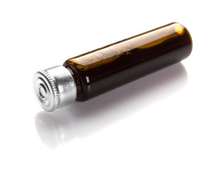 bottle of liquid medicine on a white background with clipping path