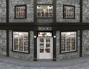 Book store exterior, 3d illustration