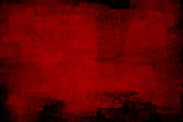 Dark red, hand painted background. Large photograph of a textured, abstract painting on canvas. Empty space.