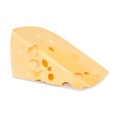 A slice of cheese on a white background. Vector illustration
