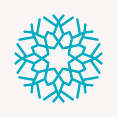 Snowflake Icon. Christmas Decoration Ornament. Mandala Style. Lines.