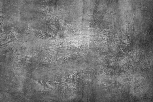 Black and white (shades of gray), grungy abstract painting. Textured background.