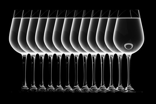 design element. 3D illustration. rendering. lighted wine glass set