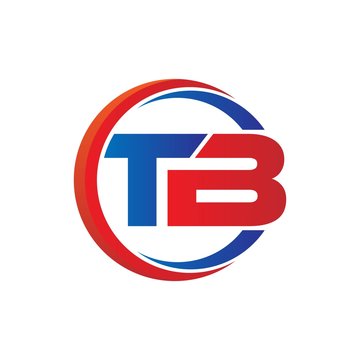 tb logo vector modern initial swoosh circle blue and red