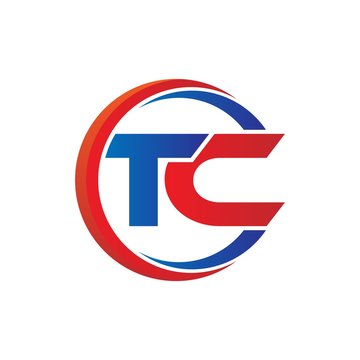 tc logo vector modern initial swoosh circle blue and red