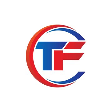 tf logo vector modern initial swoosh circle blue and red