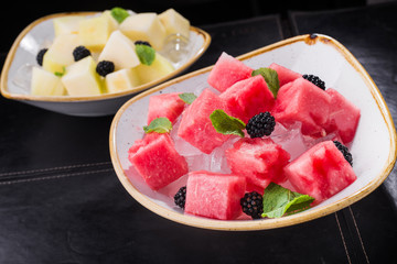 Cut into slice red watermelon