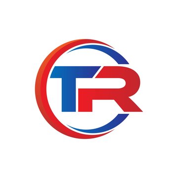 tr logo vector modern initial swoosh circle blue and red