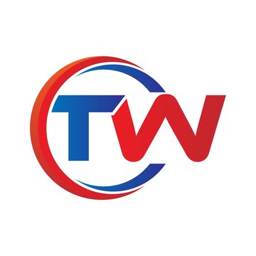 tw logo vector modern initial swoosh circle blue and red
