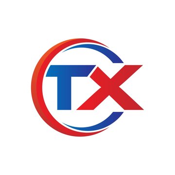 tx logo vector modern initial swoosh circle blue and red