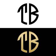 tb initial logo circle shape vector black and gold