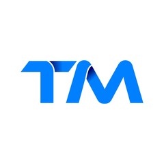 tm logo initial logo vector modern blue fold style