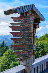 Distance Sign on  Zwölferhorn Mountain
