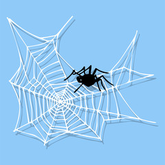Spider web silhouette arachnid fear graphic flat scary animal design nature insect danger horror halloween vector icon.
