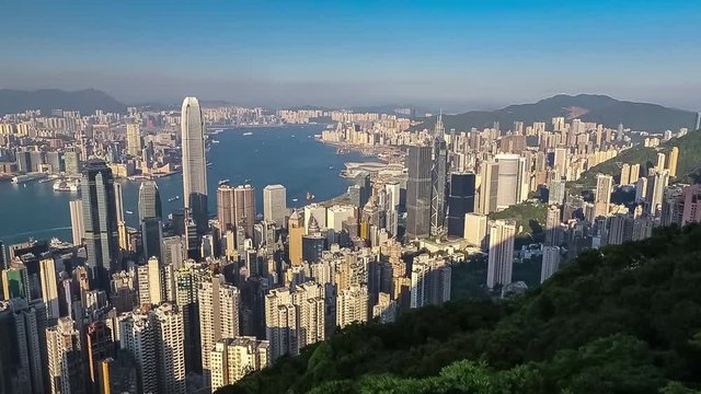 Hong Kong city view from peak at afternoon