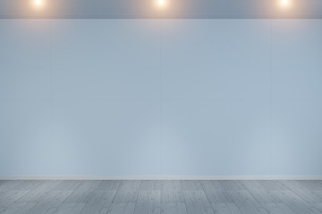 Empty wall in museum with lights 3D rendering