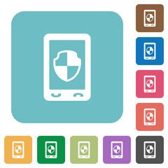 Mobile protection rounded square flat icons