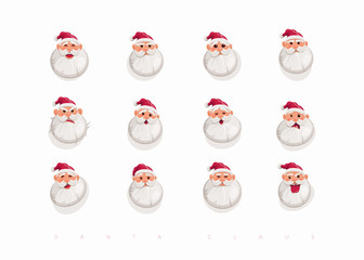 Cartoon Santa Claus Portrait Set
