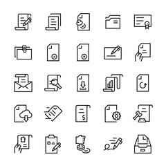 Line vector icon set of document. Editable stroke.