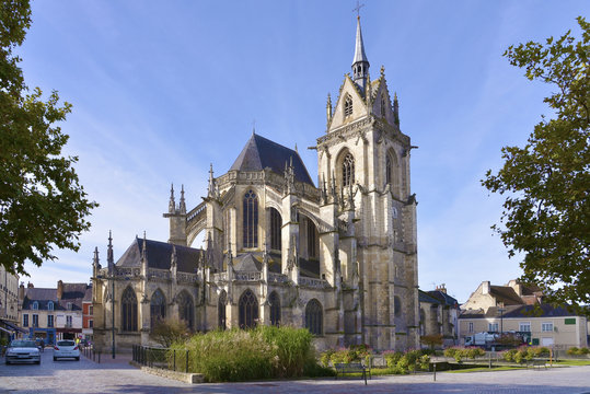 The church of Notre-Dame des Marais at La-Fert&eacute;-Bernard, a commune in the Sarthe department in the Pays de la Loire region in north-western France.